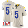 Men's Los Angeles Rams #5 Jalen Ramsey 2022 Bone Super Bowl LVI Vapor Limited Stitched Jersey - Custom Name