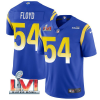 Men's Los Angeles Rams #54 Leonard Floyd 2022 Royal Super Bowl LVI Vapor Limited Stitched Jersey - Custom Name