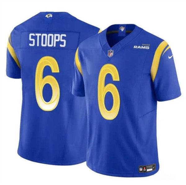 Men's Los Angeles Rams #6 Drake Stoops Blue 2024 Draft F.U.S.E Vapor Untouchable Stitched Football Jersey - Custom Name