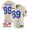 Men's Los Angeles Rams #69 Sebastian Joseph-Day 2022 Bone Super Bowl LVI Vapor Limited Stitched Jersey - Custom Name
