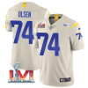 Men's Los Angeles Rams #74 Merlin Olsen 2022 Bone Super Bowl LVI Vapor Limited Stitched Jersey - Custom Name