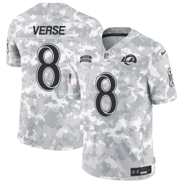 Men's Los Angeles Rams #8 Jared Verse 2024 F.U.S.E Arctic Camo Salute to Service Limited Stitched Football Jersey - Custom Name