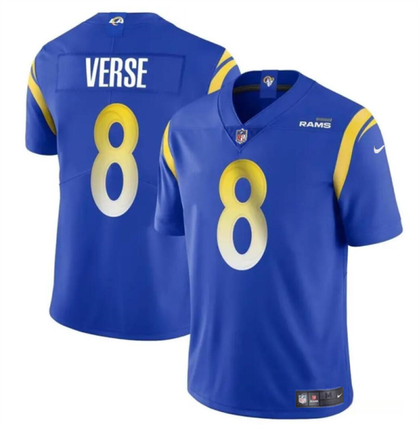 Men's Los Angeles Rams #8 Jared Verse Blue 2024 Draft Vapor Untouchable Stitched Football Jersey - Custom Name