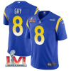 Men's Los Angeles Rams #8 Matt Gay 2022 Royal Super Bowl LVI Vapor Limited Stitched Jersey - Custom Name