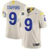 Men's Los Angeles Rams #9 Matthew Stafford 2022 Bone With 4-star C Patch Vapor Untouchable Limited Stitched Jersey - Custom Name