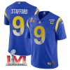 Men's Los Angeles Rams #9 Matthew Stafford 2022 Royal With C Patch Super Bowl LVI Vapor Limited Jersey - Custom Name