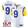 Men's Los Angeles Rams #9 Matthew Stafford 2022 White Super Bowl LVI Vapor Limited Stitched Jersey - Custom Name