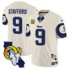 Men's Los Angeles Rams #9 Matthew Stafford Bone 2025 4-Star C Patch F.U.S.E. V2 Limited Stitched Football Jersey - Custom Name