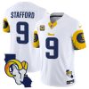 Men's Los Angeles Rams #9 Matthew Stafford White 2025 4-Star C Patch F.U.S.E. V2 Limited Stitched Football Jersey - Custom Name