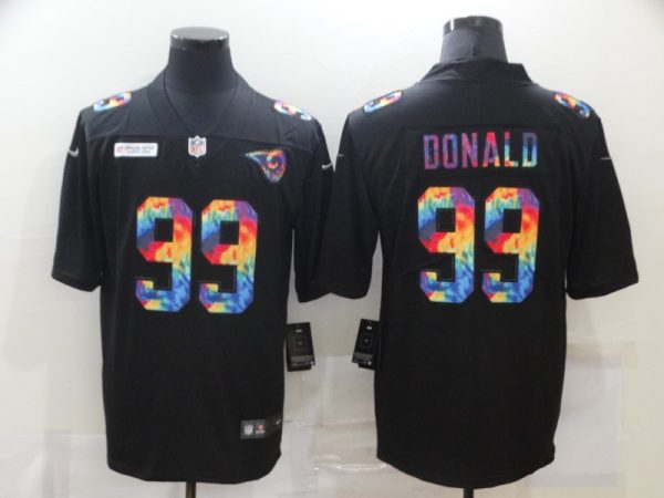 Men's Los Angeles Rams #99 Aaron Donald 2020 Black Crucial Catch Limited Stitched Jersey - Custom Name