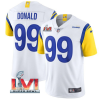 Men's Los Angeles Rams #99 Aaron Donald 2022 White Super Bowl LVI Vapor Limited Stitched Jersey - Custom Name