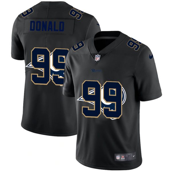 Men's Los Angeles Rams #99 Aaron Donald Black NFL 2020 Shadow Logo Limited Stitched Jersey - Custom Name