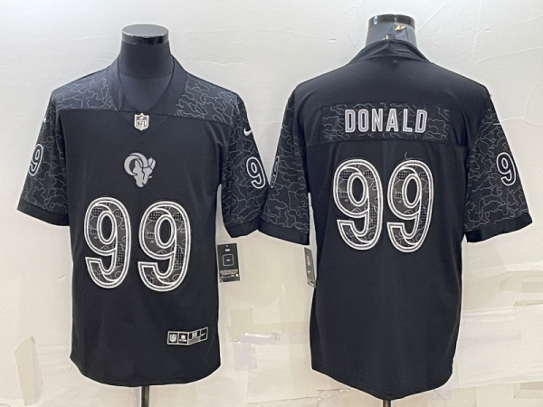 Men's Los Angeles Rams #99 Aaron Donald Black Reflective Limited Stitched Football Jersey - Custom Name