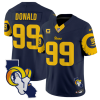 Men's Los Angeles Rams #99 Aaron Donald Navy 2025 4-Star C Patch F.U.S.E. V2 Limited Stitched Football Jersey - Custom Name