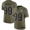 Men's Los Angeles Rams #99 Aaron Donald Olive 2022 Salute To Service Limited Stitched Jersey - Custom Name