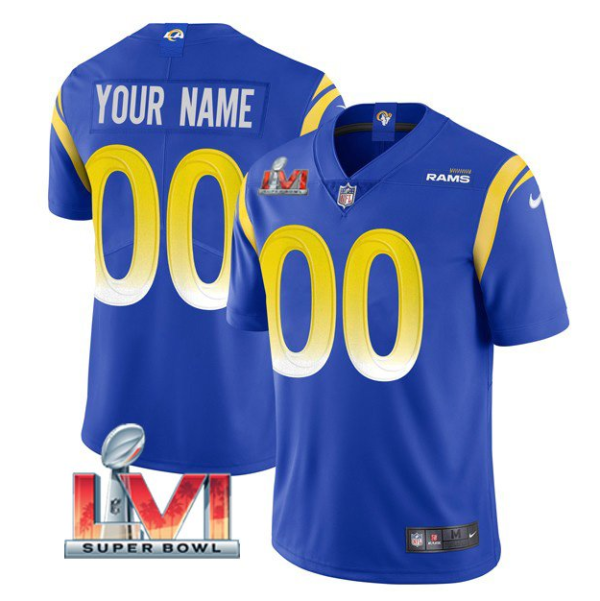 Men's Los Angeles Rams ACTIVE PLAYER Custom 2022 Royal Super Bowl LVI Vapor Limited Stitched Jersey - Custom Name