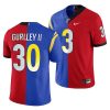 Men's Los Angeles Rams X Georgia Bulldogs #30 Todd Gurley II Red Royal Split Stitched Jersey - Custom Name