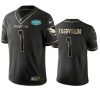 Men's Miami Dolphins #1 Tua Tagovailoa 2020 Black With 347 Shula Patch Gold Limited Stitched NFL Jersey - Custom Name