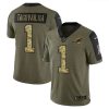 Men's Miami Dolphins #1 Tua Tagovailoa 2021 Olive Camo Salute To Service Limited Stitched Jersey - Custom Name