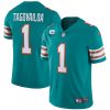 Men's Miami Dolphins #1 Tua Tagovailoa 2022 Aqua With 1-star C Patch Color Rush Limited Stitched Jersey - Custom Name