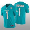 Men's Miami Dolphins #1 Tua Tagovailoa 2022 Aqua With 50th Perfect Season Patch Limited Stitched Jersey - Custom Name