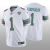 Men's Miami Dolphins #1 Tua Tagovailoa 2022 White With With 50th Perfect Season Patch Limited Stitched Jersey - Custom Name