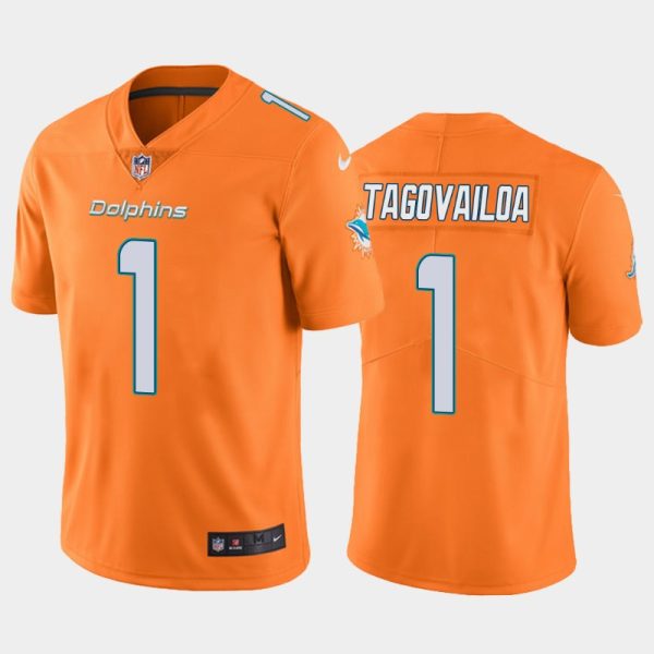 Men's Miami Dolphins #1 Tua Tagovailoa Orange Vapor Limited Stitched NFL Jersey - Custom Name