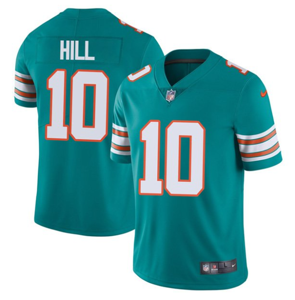 Men's Miami Dolphins #10 Tyreek Hill Aqua Color Rush Limited Stitched Football Jersey - Custom Name