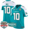 Men's Miami Dolphins #10 Tyreek Hill Aqua F.U.S.E With 347 Shula Patch And 50th Perfect Season Patch Vapor Limited Stitched Football Jersey  - Custom Name