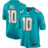 Men's Miami Dolphins #10 Tyreek Hill Aqua Stitched Game Jersey  - Custom Name