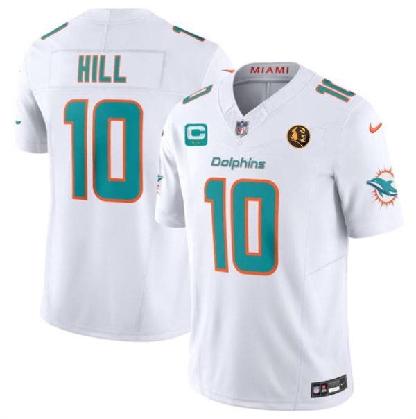 Men's Miami Dolphins #10 Tyreek Hill White 2023 F.U.S.E. With 2star C Patch And John Madden Patch Vapor Limited Stitched Football Jersey  - Custom Name