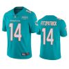 Men's Miami Dolphins #14 Ryan Fitzpatrick Aqua With 347 Shula Patch 2020 Vapor Untouchable Limited Stitched NFL Jersey  - Custom Name