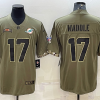 Men's Miami Dolphins #17 Jaylen Waddle 2022 Olive Salute To Service Limited Stitched Baseball Jersey  - Custom Name