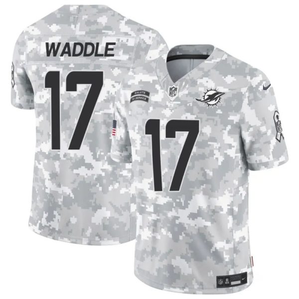 Men's Miami Dolphins #17 Jaylen Waddle 2024 F.U.S.E Arctic Camo Salute to Service Limited Stitched Football Jersey - Custom Name
