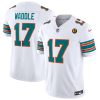 Men's Miami Dolphins #17 Jaylen Waddle White 2023 F.U.S.E. Alternate With John Madden Patch Vapor Limited Stitched Football Jersey - Custom Name