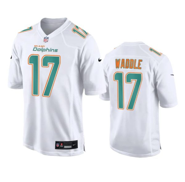 Men's Miami Dolphins #17 Jaylen Waddle White Fashion Vapor Untouchable Stitched Football Jersey - Custom Name