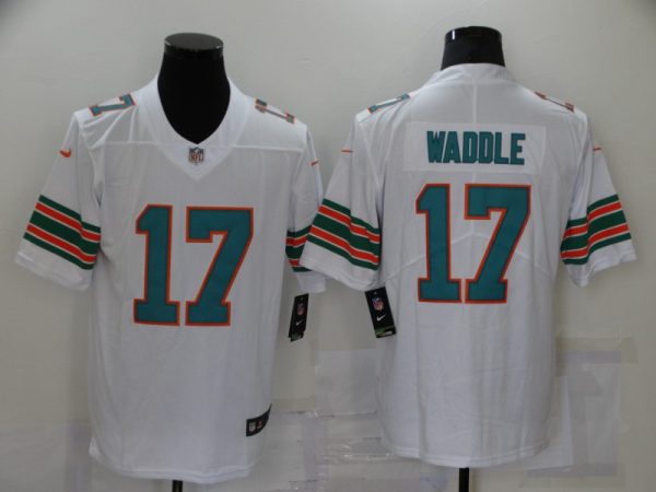 Men's Miami Dolphins #17 Jaylen Waddle White Vapor Stitched Football Jersey - Custom Name