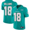 Men's Miami Dolphins #18 Preston Williams Aqua With 347 Shula Patch 2020 NFL Vapor Untouchable Limited Stitched Jersey  - Custom Name