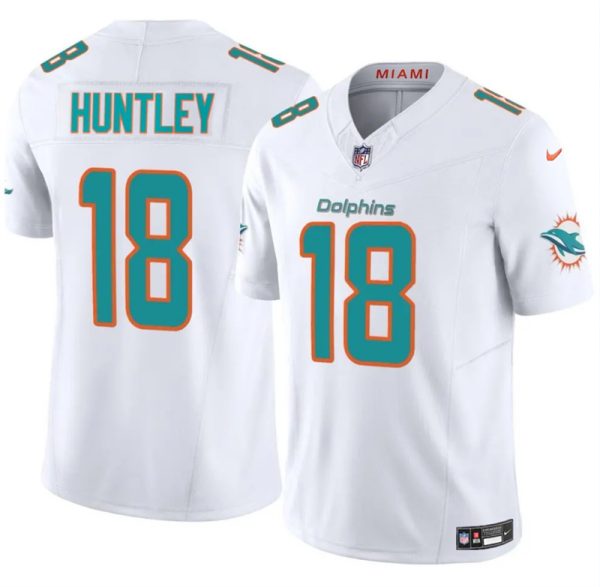 Men's Miami Dolphins #18 Tyler Huntley White 2024 F.U.S.E Vapor Limited Stitched Football Jersey - Custom Name