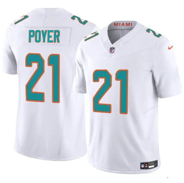 Men's Miami Dolphins #21 Jordan Poyer White 2024 F.U.S.E Vapor Limited Stitched Football Jersey - Custom Name
