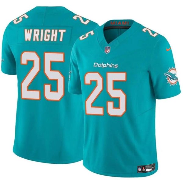 Men's Miami Dolphins #25 Jaylen Wright Aqua 2024 F.U.S.E Vapor Limited Stitched Football Jersey - Custom Name