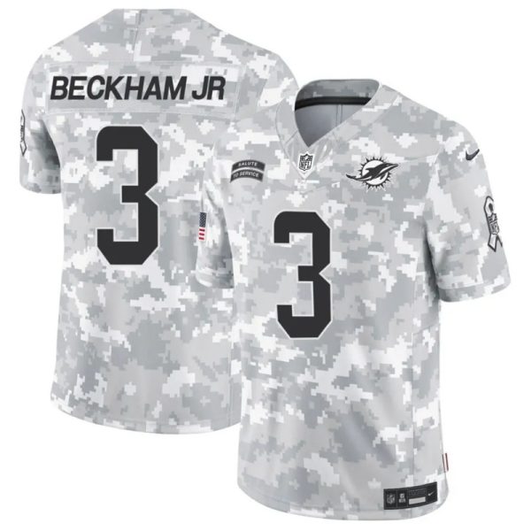 Men's Miami Dolphins #3 Odell Beckham Jr. 2024 F.U.S.E Arctic Camo Salute to Service Limited Stitched Football Jersey - Custom Name