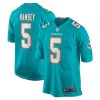 Men's Miami Dolphins #5 Jalen Ramsey Aqua Stitched Game Jersey - Custom Name