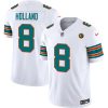 Men's Miami Dolphins #8 Jevon Holland White 2023 F.U.S.E. With John Madden Patch Alternate With John Madden Patch And 3-Star C Patch Vapor Limited Stitched Football Jersey  - Custom Name