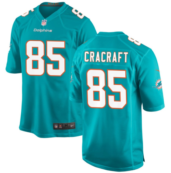 Men's Miami Dolphins #85 River Cracraft Aqua Stitched Game Jersey  - Custom Name