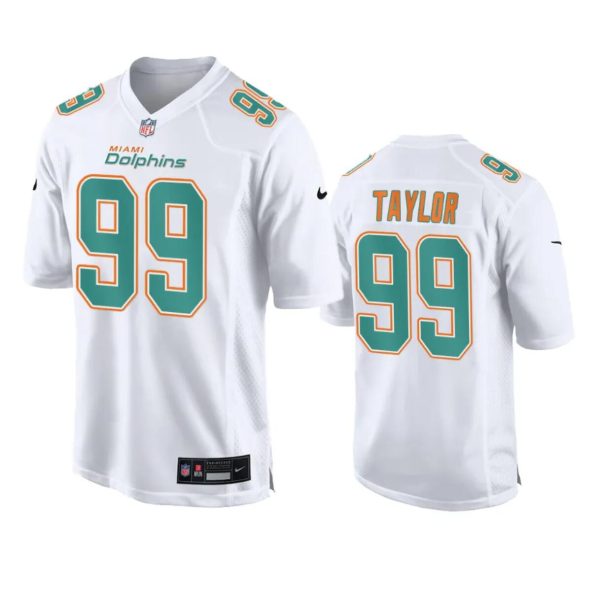 Men's Miami Dolphins #99 Jason Taylor White Fashion Vapor Untouchable Stitched Football Jersey - Custom Name