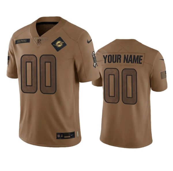 Men's Miami Dolphins Active Player Custom 2023 Brown Salute To Setvice Limited Stitched Football Jersey - Custom Name
