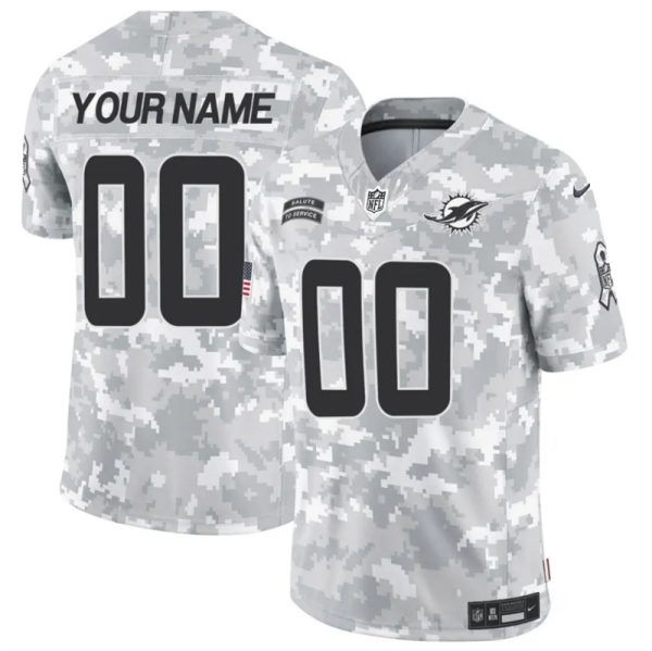 Men's Miami Dolphins Active Player Custom 2024 F.U.S.E Arctic Camo Salute to Service Limited Stitched Football Jersey - Custom Name