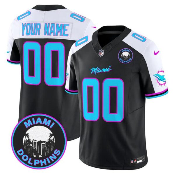 Men's Miami Dolphins Active Player Custom Black F.U.S.E. 'Miami Vice' Vapor Limited Stitched Football Jersey - Custom Name