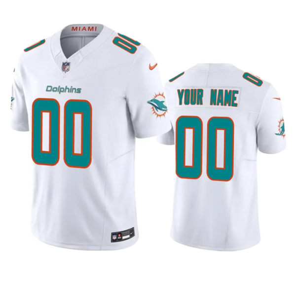 Men's Miami Dolphins Active Player Custom White 2023 F.U.S.E Vapor Limited Stitched Football Jersey - Custom Name